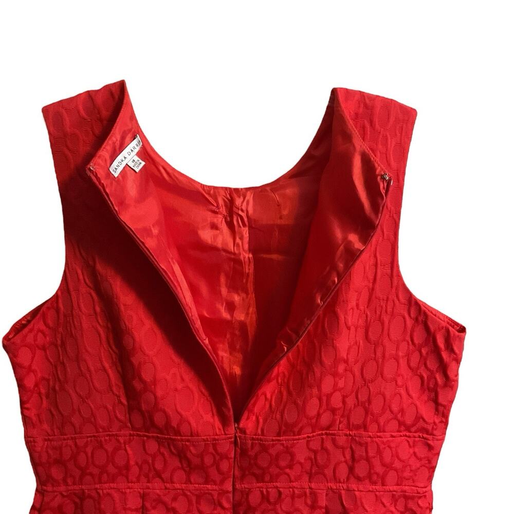 Red Sleeveless Dress| Sz 18 |Cotton Blend |Jacquard Sheath Career - Picture 7 of 13